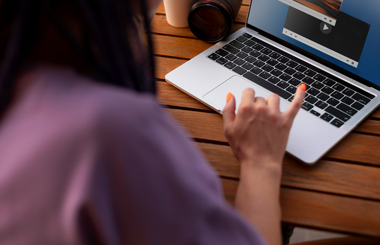 Girl working on laptop