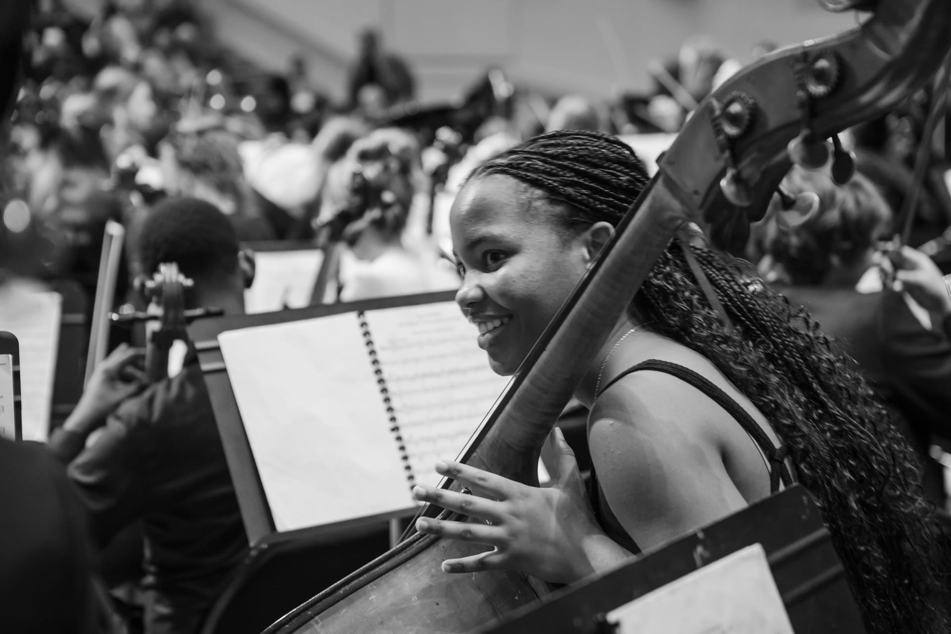 cellist in rehearsal