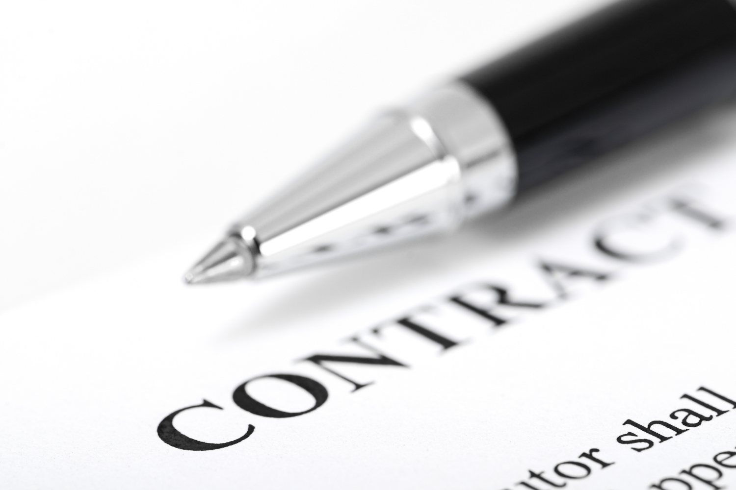 paper with the word contract