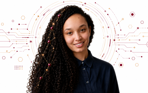 Jodie Layman Lemphane with tech visual elements