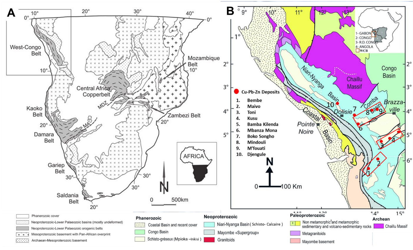 Location of the West Congo belt