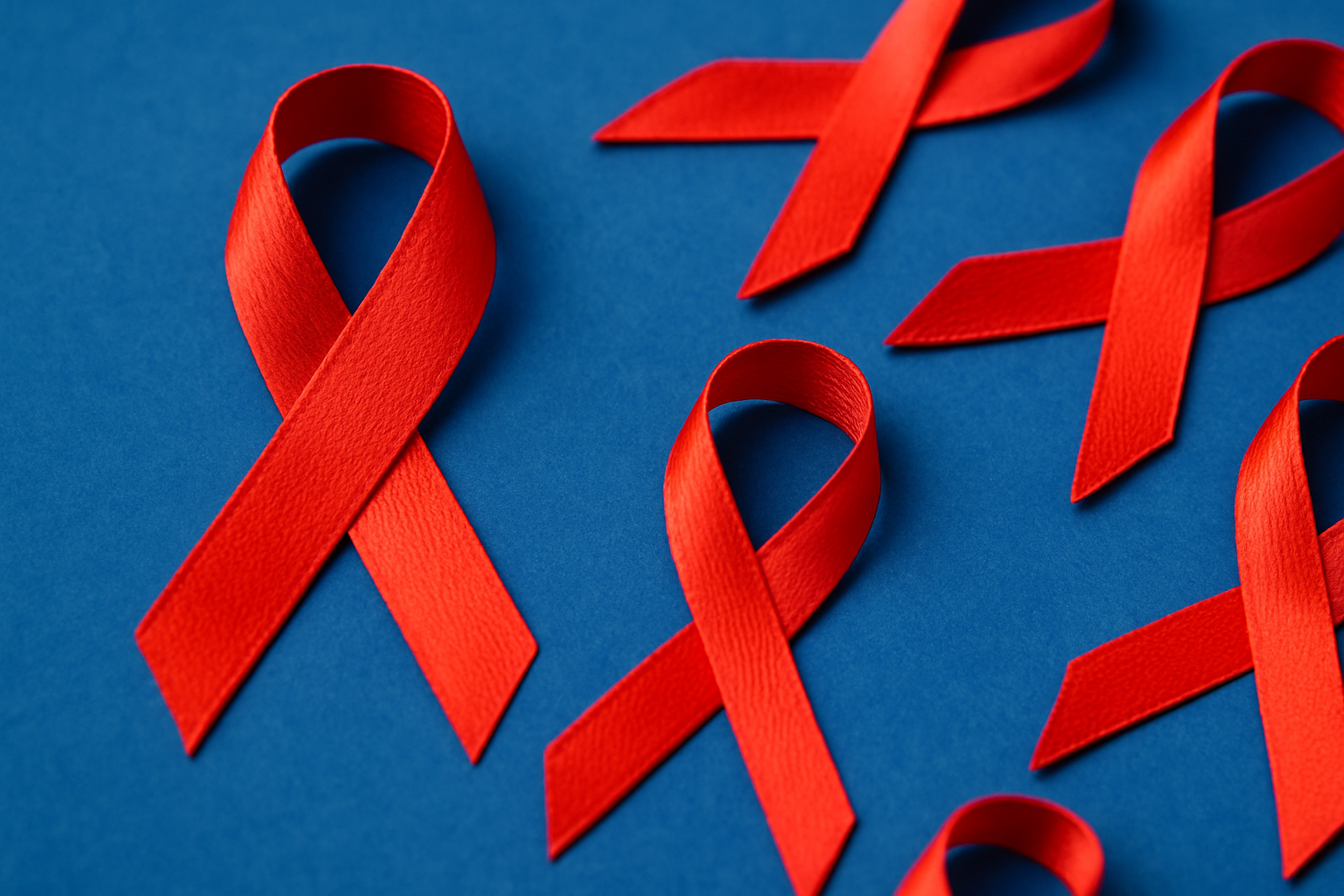 Aids ribbons lying in a row