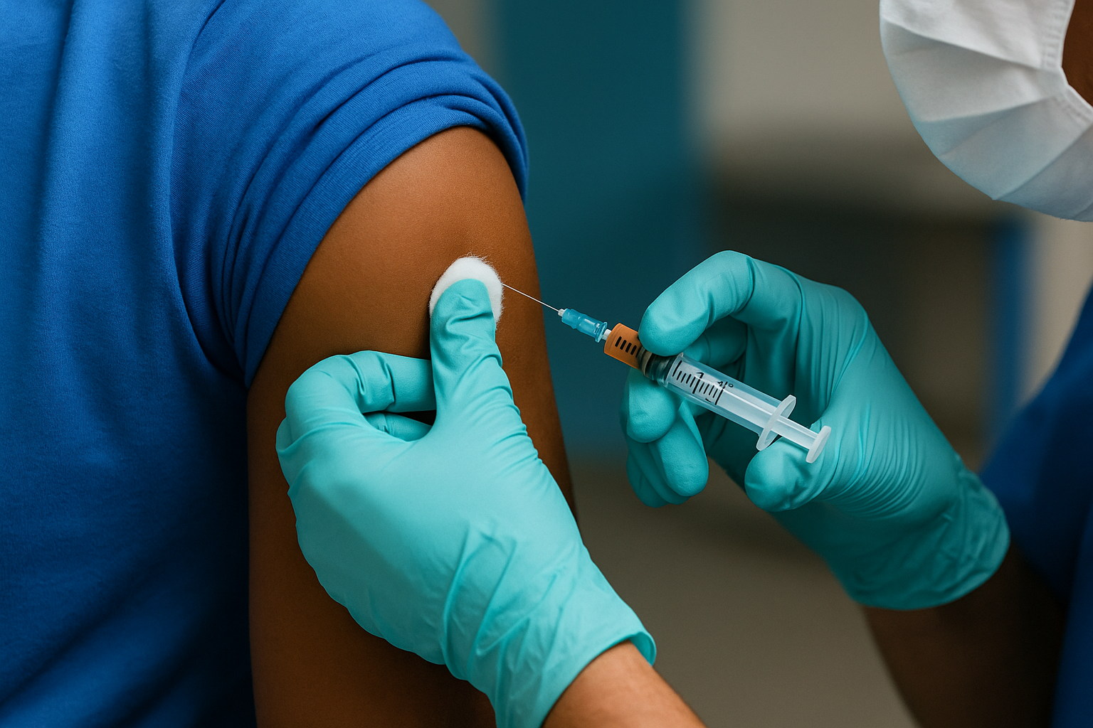 Vaccination being conducted on upper arm