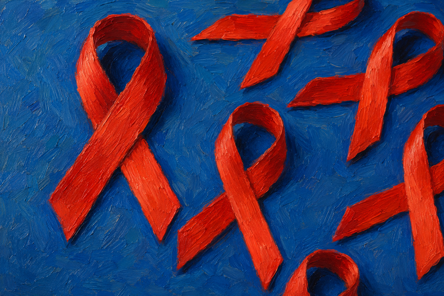 Aids ribbons on blue