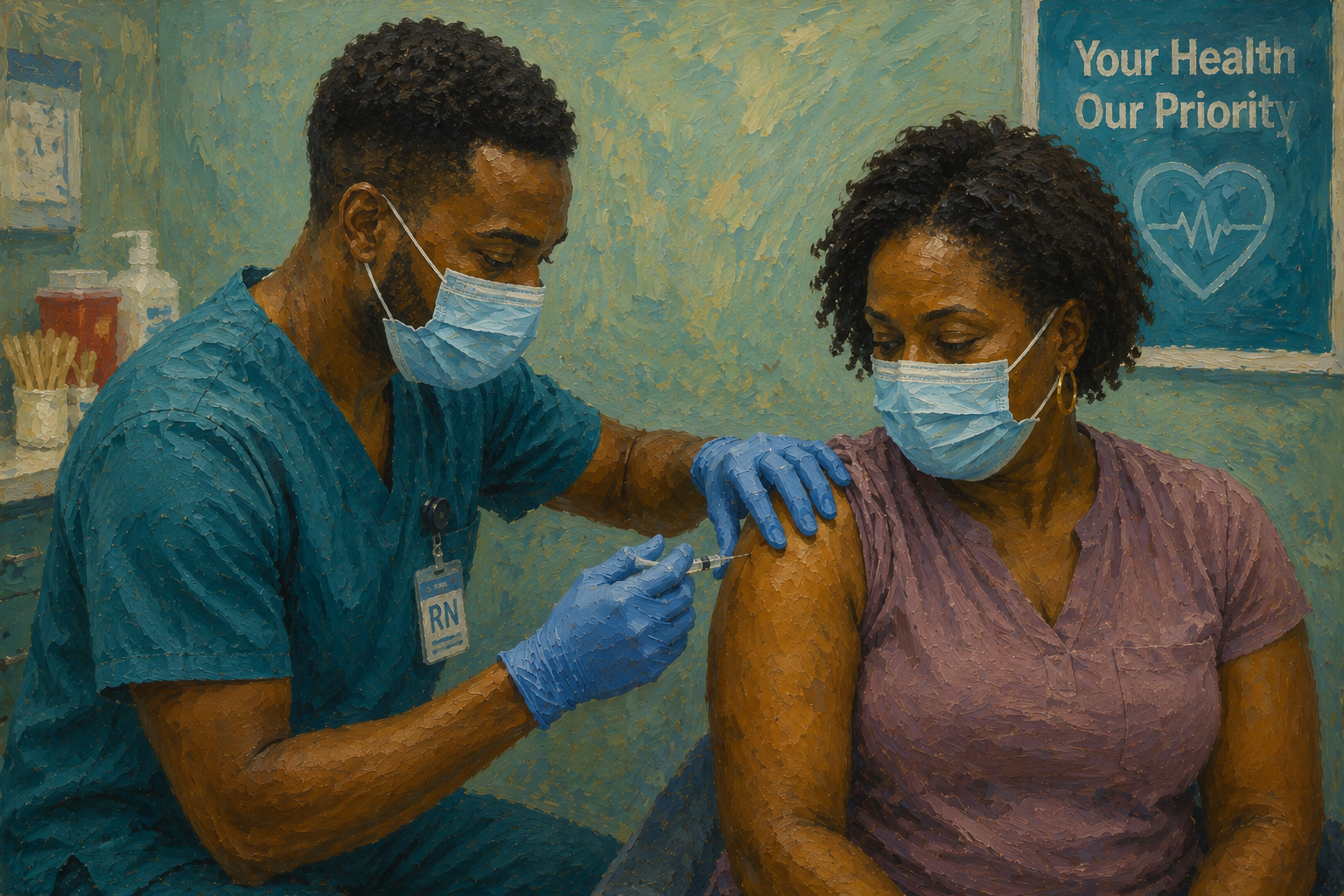 Patient being vaccinated in upper arm