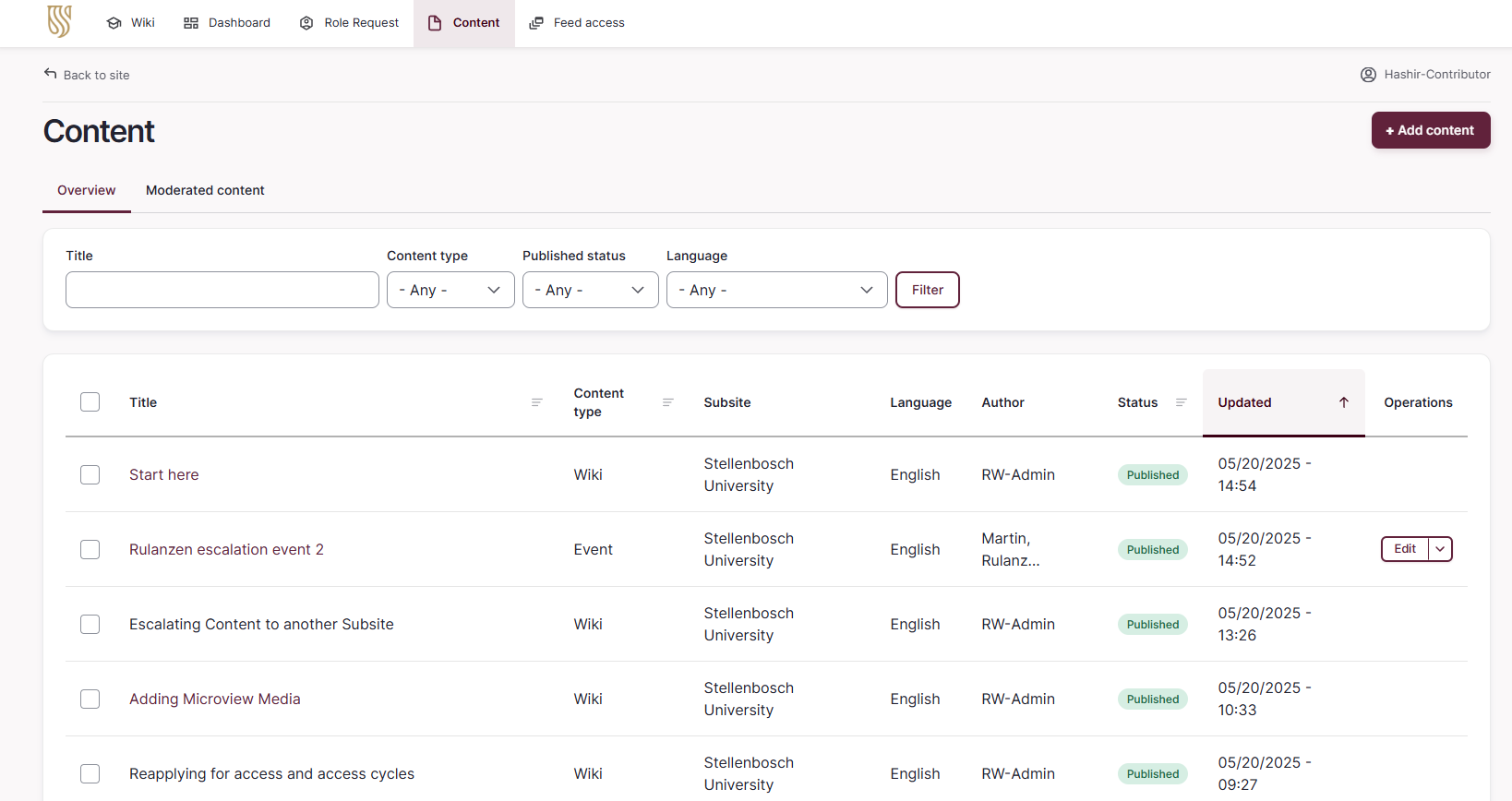 Content landing page