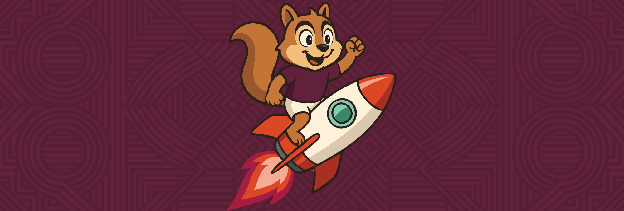 Image of Pokkel on a rocket announcing the new website.