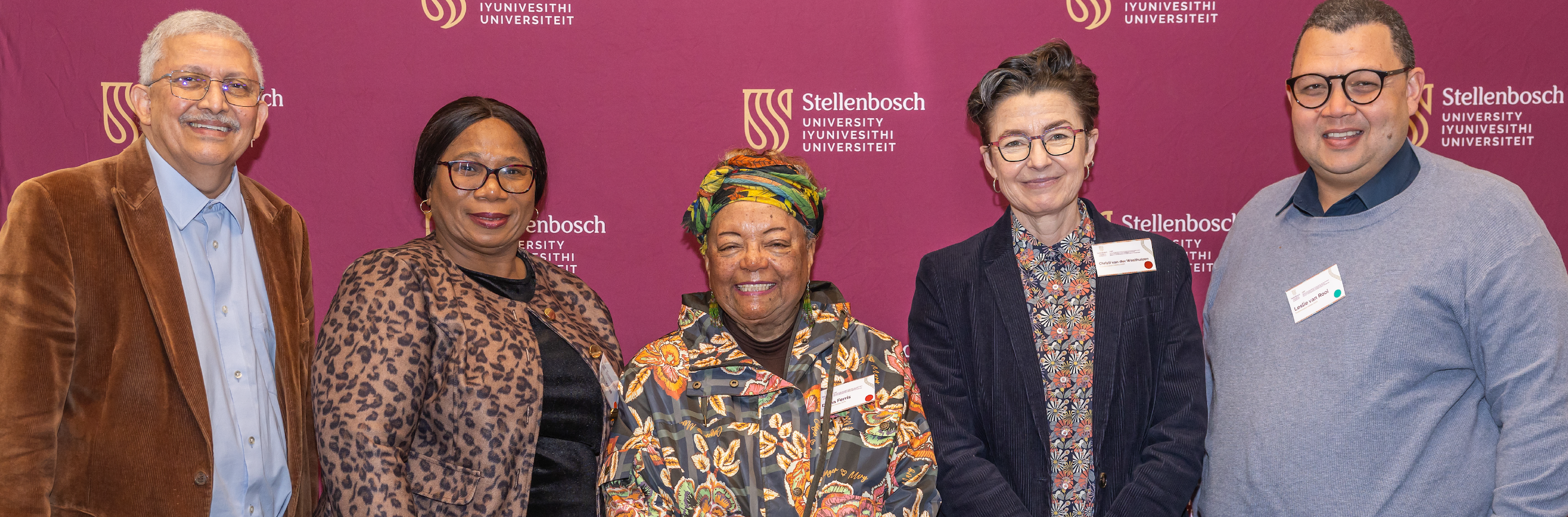 Prof Nico Koopman, Dr Zethu Mkhize, poet Diana Ferrus, Prof Christi van der Westhuizen and Dr Leslie van Rooi at the recent Transformation Indaba.