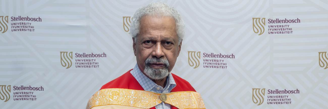 Prof Abdulrazak Gurnah photographed at the ceremony where he received his honorary doctorate
