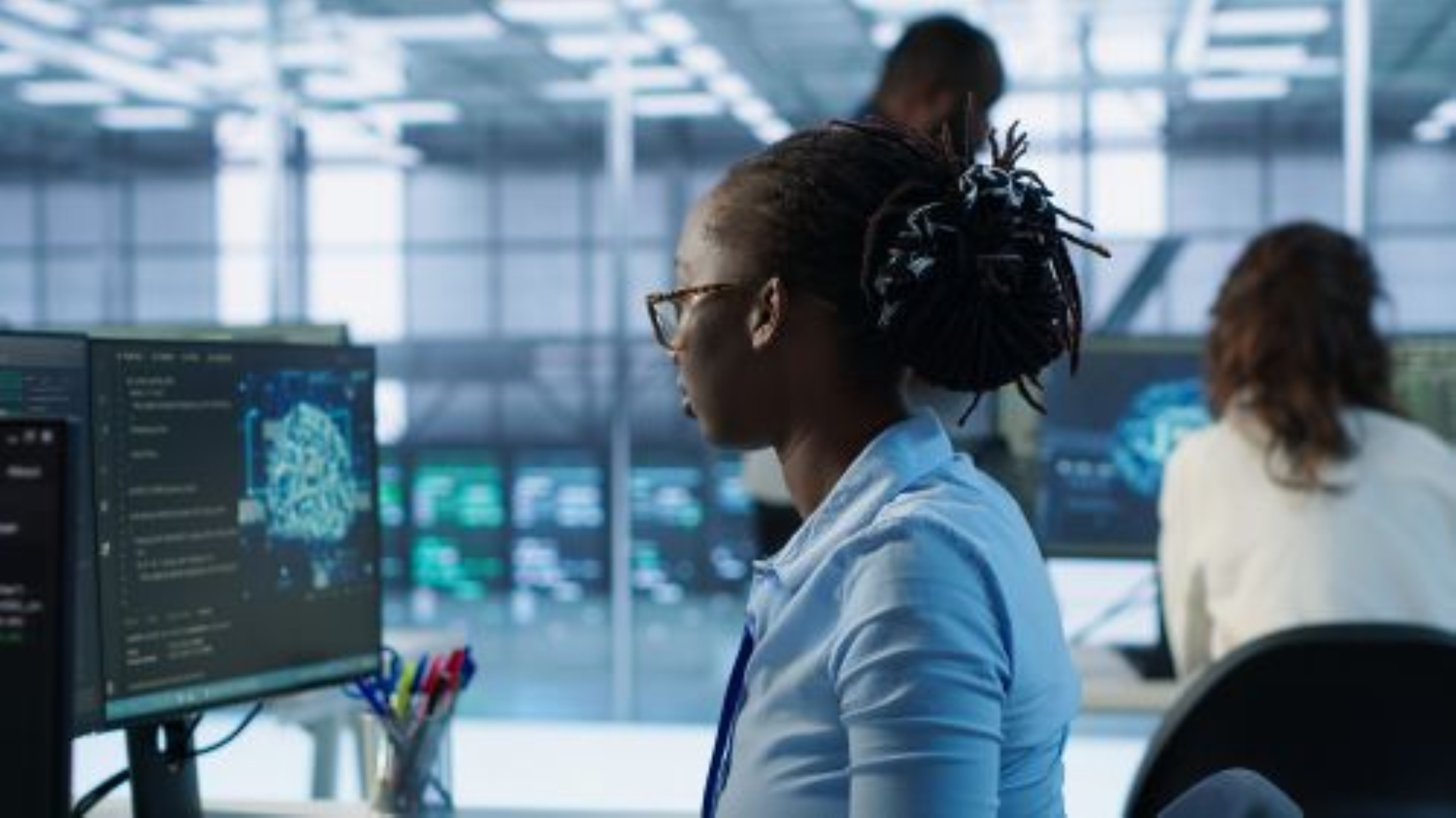 Woman using AI