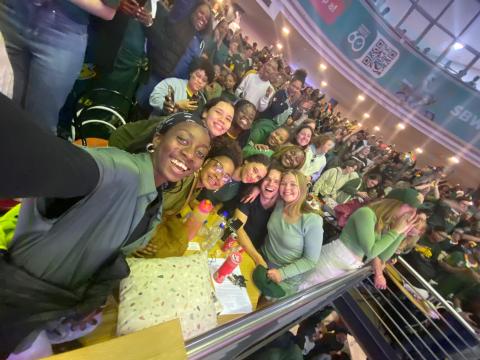 Shanice with her fellow Maties at the Neelsie Student Centre