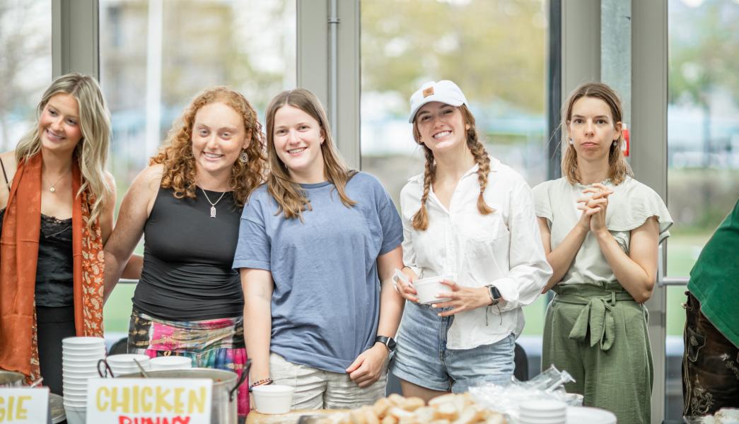 Students at the international food evening 