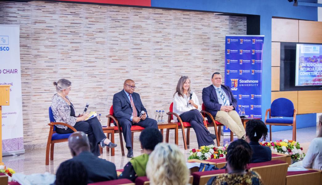Presenters on the stage at the unesco chair conference 2024