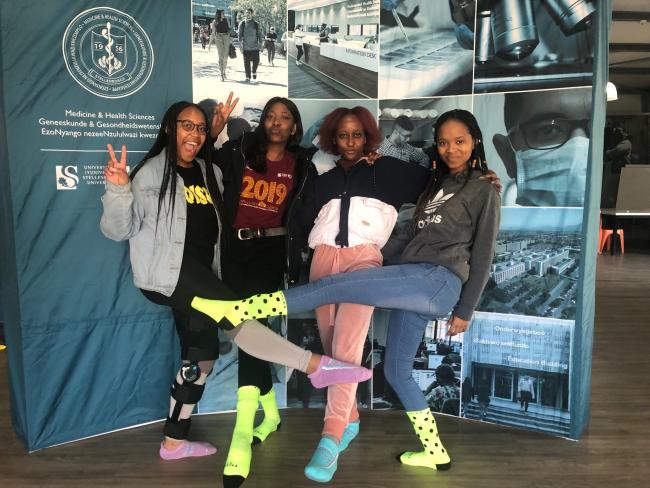 Students with crazy socks