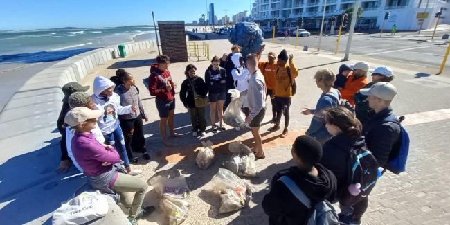 Exploring plastic pollution as part of their field skills