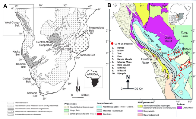 Location of the West Congo belt
