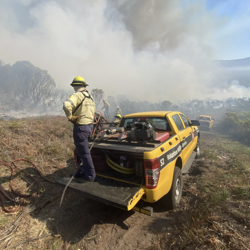 A photo of a group of dedicated volunteer firefighters at SU.