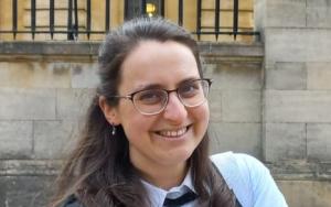 Ursula Westood smiling in front of the Ashmolean Theatre