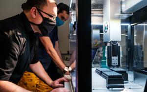 Robotic pipet in a research laboratory in the Department of Biochemistry