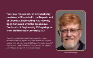 A legacy of innovation Prof. Izak Nieuwoudt awarded prestigious Doctorate of Engineering
