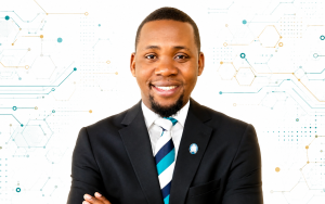 Dr Chuma Njovu with AI tech elements