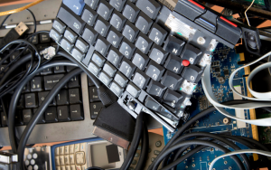 Old computer and electronic waste. Recycling concept