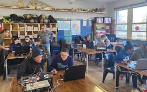 Outside the lecture hall