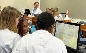 BSc students in physiological sciences in an undergraduate training laboratory
