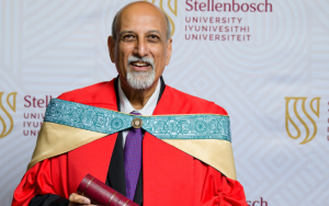 Prof Salim Safurdeen Abdool Karim photographed at the Coetzenburg Centre on the Stellenbosch Campus where he received his honorary doctorate.