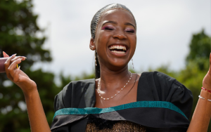 Amogelang Moagi photographed at the Coetzenburg Centre on the Stellenbosch Campus where she received her degree.