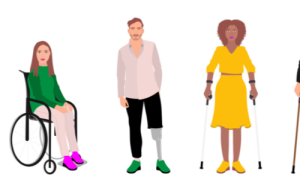An illustration of a diverse group of people with disabilities.