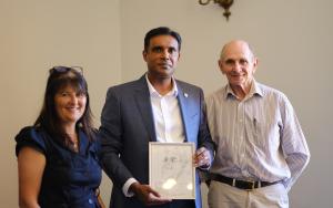 Prof Ramjugernath with Marion Edmunds and Tony Grogan at Cape Town Press Club