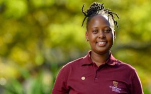 Sandra Mbatha, Coordinator in the Development and Alumni Relations Division, photographed on the Stellenbosch Campus