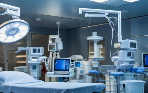 An operating theater with adjustable lighting to accommodate different procedures.
