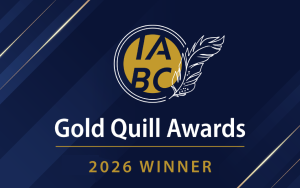 A graphic depicting the Gold Quill Award