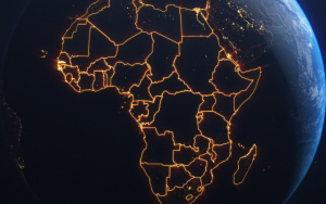 A picture of African countries outline map from space