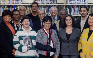 From left at the launch of the Unity Movement Collection at the Stellenbosch University Library on 22 May 2026 are Basil Brown, Leslie van Rooi,  Ellen Tise, Pakama Ncume,  Shaun Viljoen, Allan Zinn, Mickey Titus, Felicity Titus, Nico Koopman, Lungisile Ntsebeza,  Mimi Seyffert-Wirth, Lincoln Jacobs and Denise Zinn. 