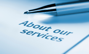 Leaflet about our services with ballpoint pen