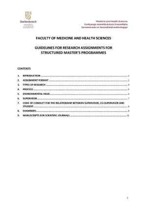 Cover of structure master's research assignment guidelines