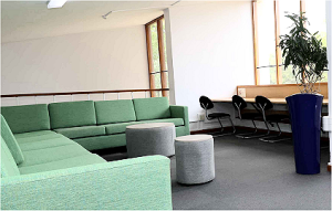 Upper student open area in Theology library