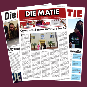 Photo of three editions of Die Matie student newspaper