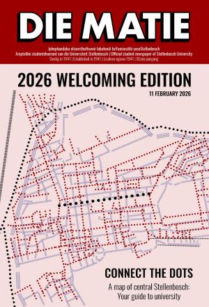 A photo of the front cover of Die Matie student newspaper