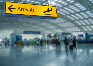 Airport arrival sign