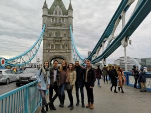 SU Student with fellow students in London
