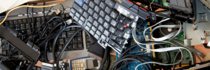 Old computer and electronic waste. Recycling concept