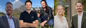 Jason Samuels (GreenX), Mike-Alec Kearney (CubeSpace), Tara Southey (Terraclim), Wessel Myburgh and Dominique Roche (Urobo Biotech)