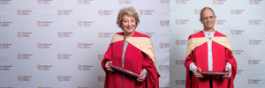 Philanthropist, award-winning novelist receive honorary doctorates from SU