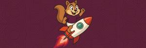 Image of Pokkel on a rocket announcing the new website.