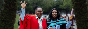 Dr Thembani Dube, a lecturer in the Department of History at SU, capped her sister, Sukoluhle Linda Duba, a junior lecturer at the Department of Economics, on graduation day.