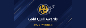 A graphic depicting the Gold Quill Award